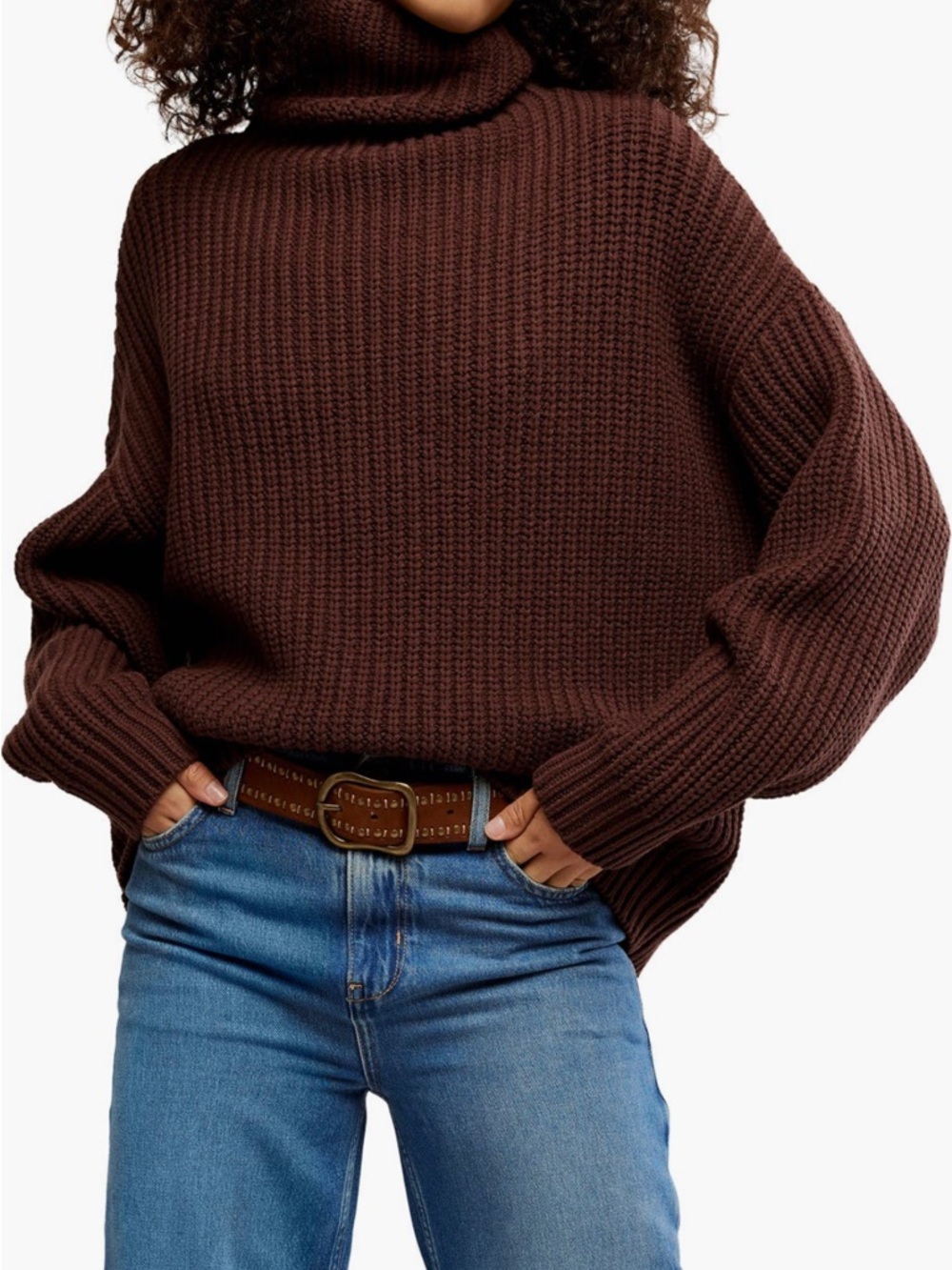 Free People Swim Too Deep Sweater in Bitter Bark size Medium